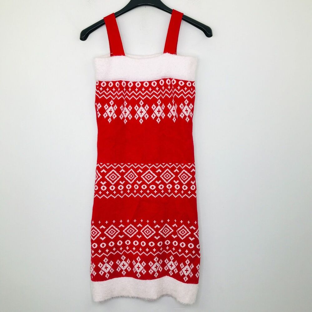 Holiday Classics Women's S Sweater Dress Red Sleeveless Christmas Fair Isle NWT
